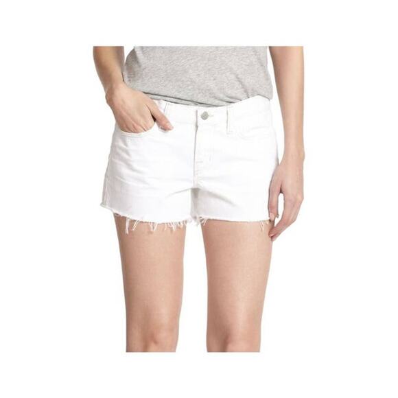 J Brand White Mid-Rise Cut-Off Denim Shorts - Picture 1 of 10